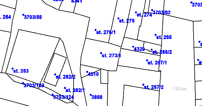 Parcela st. 273/1 v KÚ Dobřany, Katastrální mapa