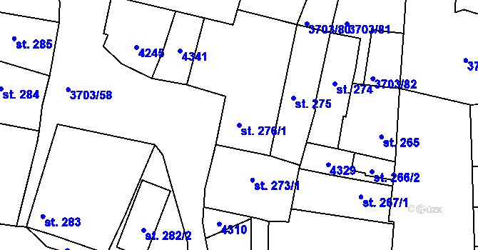 Parcela st. 276/1 v KÚ Dobřany, Katastrální mapa