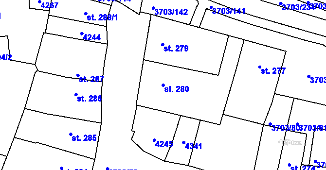 Parcela st. 280 v KÚ Dobřany, Katastrální mapa
