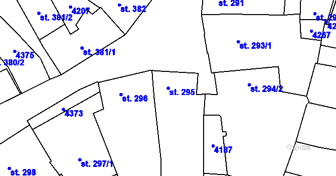 Parcela st. 295 v KÚ Dobřany, Katastrální mapa