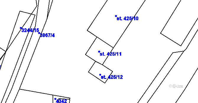 Parcela st. 425/11 v KÚ Dobřany, Katastrální mapa