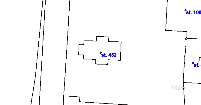 Parcela st. 452 v KÚ Dobřany, Katastrální mapa