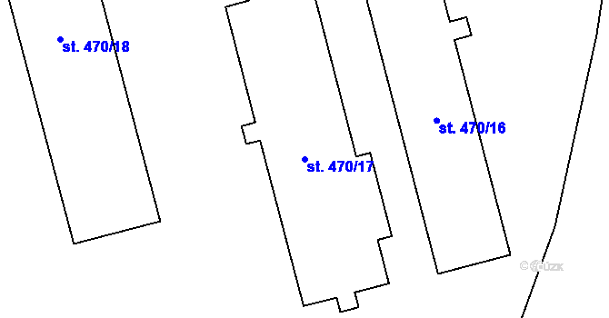 Parcela st. 470/17 v KÚ Dobřany, Katastrální mapa