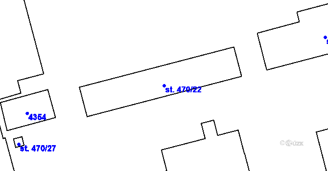 Parcela st. 470/22 v KÚ Dobřany, Katastrální mapa