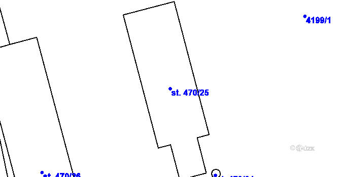 Parcela st. 470/25 v KÚ Dobřany, Katastrální mapa