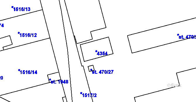 Parcela st. 470/28 v KÚ Dobřany, Katastrální mapa