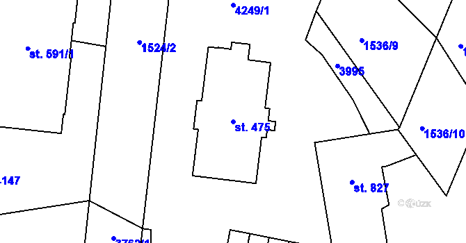 Parcela st. 475 v KÚ Dobřany, Katastrální mapa