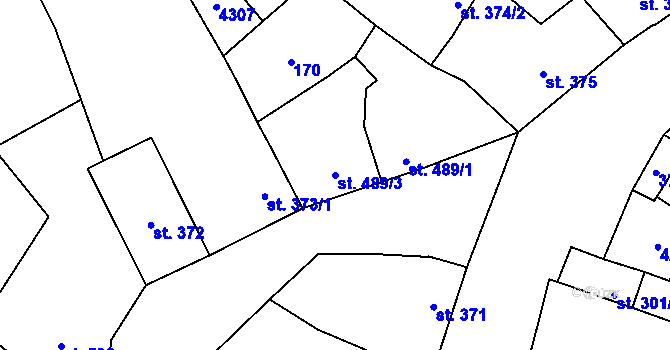 Parcela st. 489/3 v KÚ Dobřany, Katastrální mapa