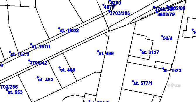 Parcela st. 499 v KÚ Dobřany, Katastrální mapa