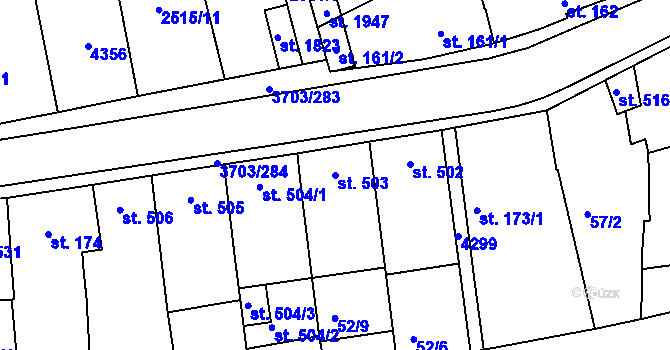 Parcela st. 503 v KÚ Dobřany, Katastrální mapa