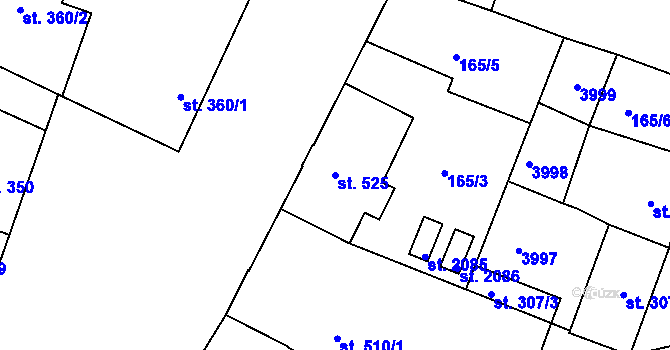 Parcela st. 525 v KÚ Dobřany, Katastrální mapa