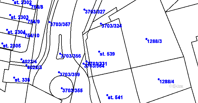 Parcela st. 539 v KÚ Dobřany, Katastrální mapa