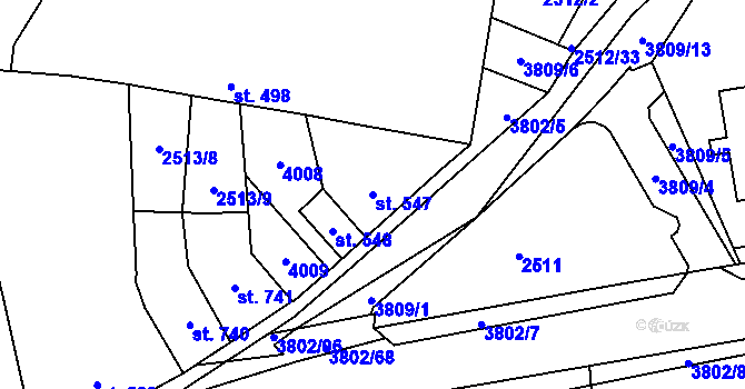 Parcela st. 547 v KÚ Dobřany, Katastrální mapa