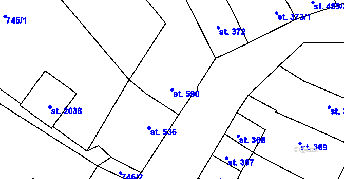 Parcela st. 590 v KÚ Dobřany, Katastrální mapa