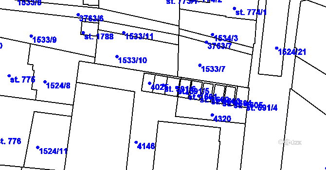 Parcela st. 591/6 v KÚ Dobřany, Katastrální mapa