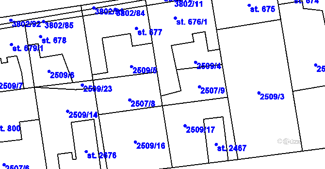 Parcela st. 676/2 v KÚ Dobřany, Katastrální mapa