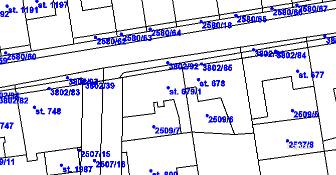 Parcela st. 679/1 v KÚ Dobřany, Katastrální mapa