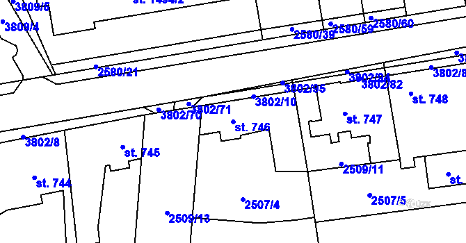Parcela st. 746 v KÚ Dobřany, Katastrální mapa