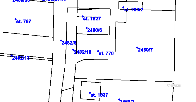 Parcela st. 770 v KÚ Dobřany, Katastrální mapa
