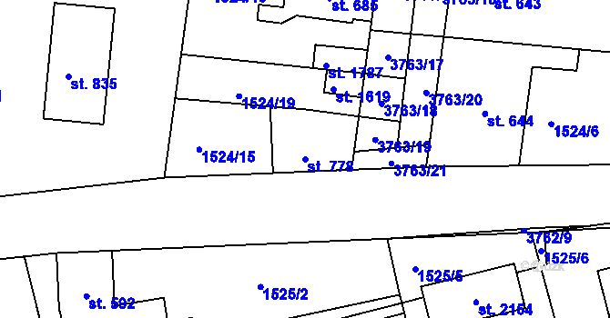 Parcela st. 778 v KÚ Dobřany, Katastrální mapa