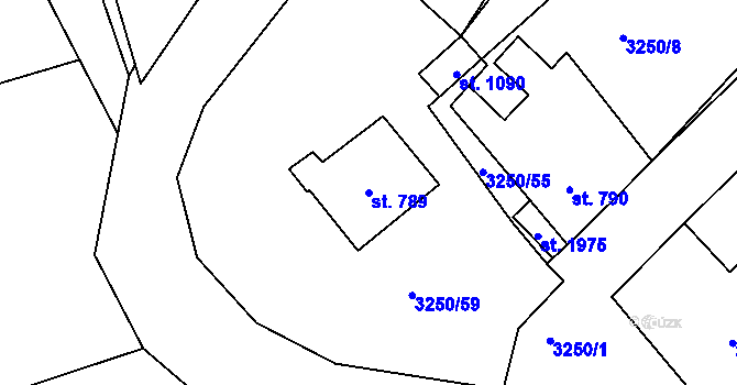 Parcela st. 789 v KÚ Dobřany, Katastrální mapa