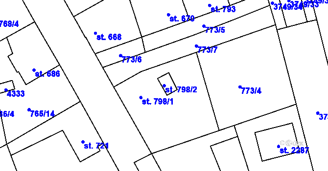 Parcela st. 798/2 v KÚ Dobřany, Katastrální mapa