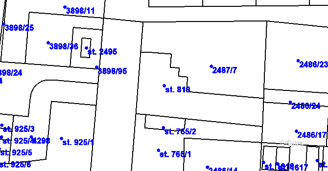 Parcela st. 819 v KÚ Dobřany, Katastrální mapa