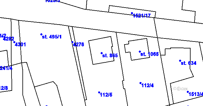 Parcela st. 865 v KÚ Dobřany, Katastrální mapa