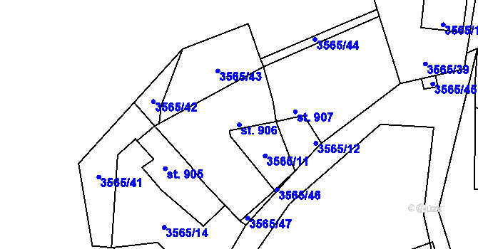 Parcela st. 906 v KÚ Dobřany, Katastrální mapa