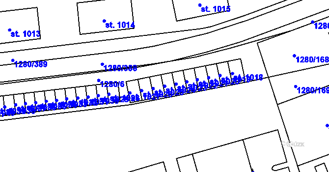 Parcela st. 1024 v KÚ Dobřany, Katastrální mapa
