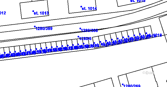 Parcela st. 1028 v KÚ Dobřany, Katastrální mapa