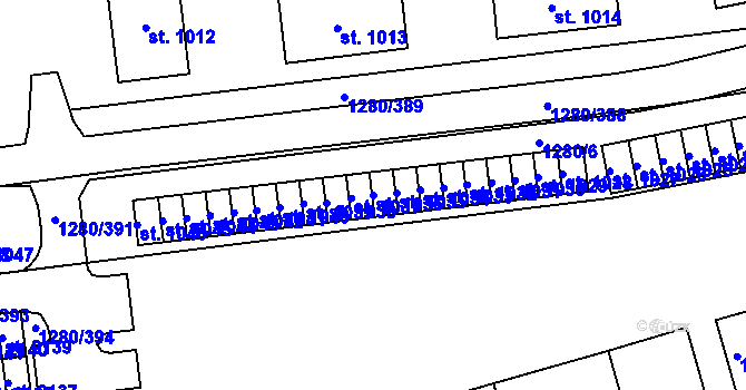Parcela st. 1036 v KÚ Dobřany, Katastrální mapa