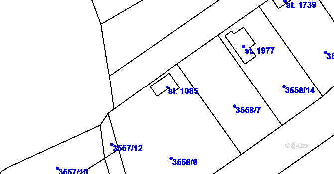 Parcela st. 1085 v KÚ Dobřany, Katastrální mapa