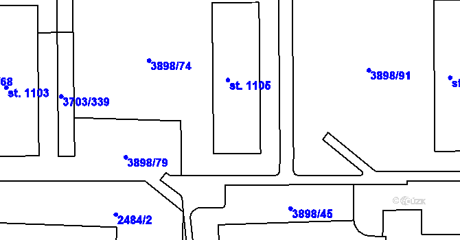 Parcela st. 1105 v KÚ Dobřany, Katastrální mapa