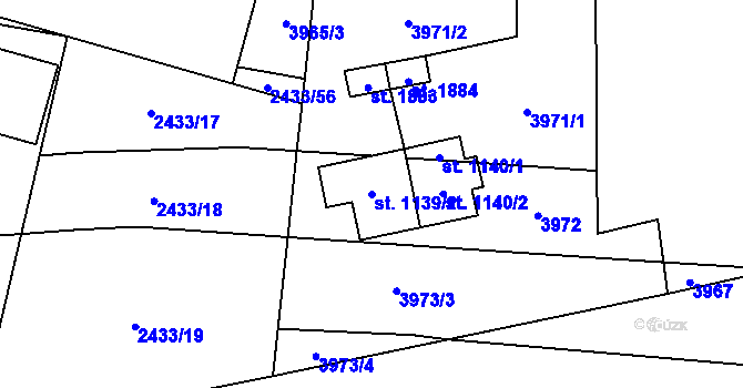 Parcela st. 1139/2 v KÚ Dobřany, Katastrální mapa