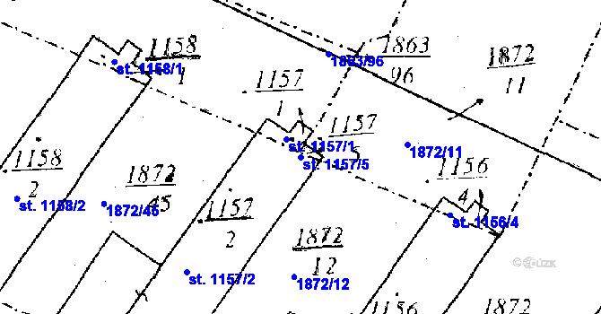 Parcela st. 1157/5 v KÚ Dobřany, Katastrální mapa