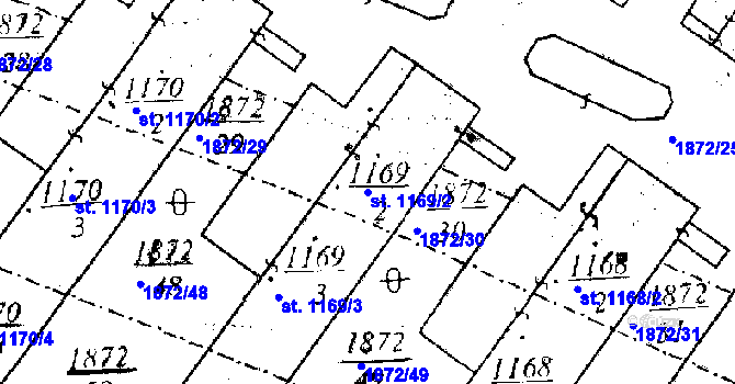 Parcela st. 1169/2 v KÚ Dobřany, Katastrální mapa