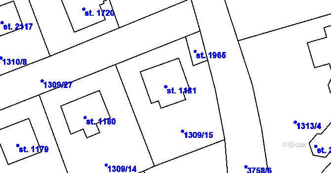 Parcela st. 1181 v KÚ Dobřany, Katastrální mapa