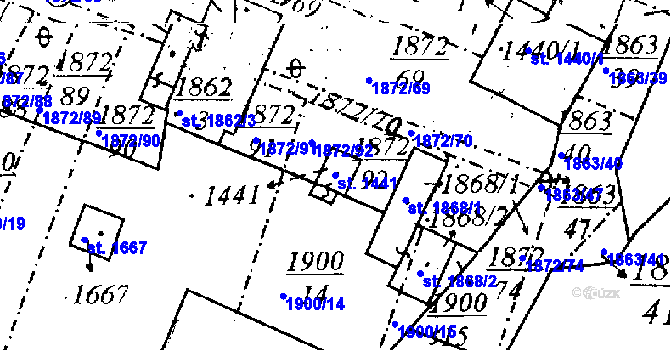 Parcela st. 1441 v KÚ Dobřany, Katastrální mapa