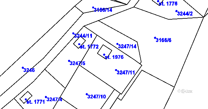 Parcela st. 1976 v KÚ Dobřany, Katastrální mapa