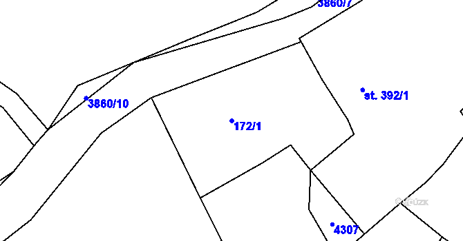 Parcela st. 172/1 v KÚ Dobřany, Katastrální mapa