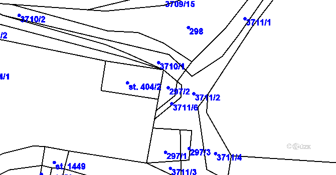 Parcela st. 297/2 v KÚ Dobřany, Katastrální mapa