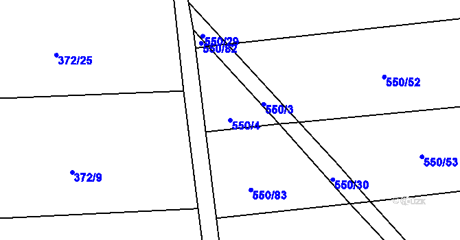 Parcela st. 550/4 v KÚ Dobřany, Katastrální mapa
