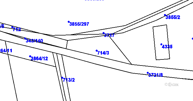 Parcela st. 714/3 v KÚ Dobřany, Katastrální mapa