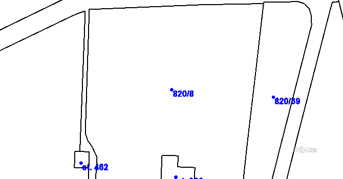 Parcela st. 820/8 v KÚ Dobřany, Katastrální mapa