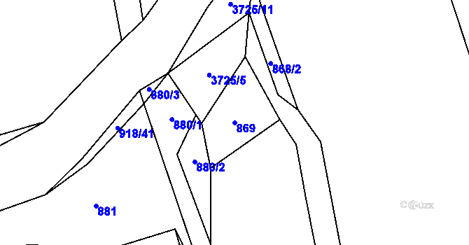 Parcela st. 869 v KÚ Dobřany, Katastrální mapa