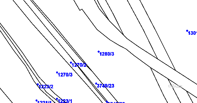 Parcela st. 1280/3 v KÚ Dobřany, Katastrální mapa