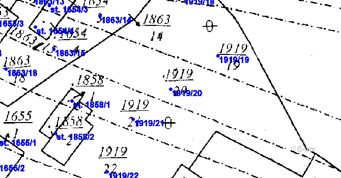 Parcela st. 1919/20 v KÚ Dobřany, Katastrální mapa