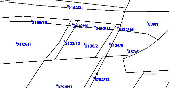 Parcela st. 2136/2 v KÚ Dobřany, Katastrální mapa
