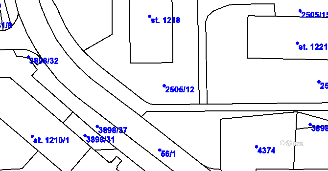 Parcela st. 2505/12 v KÚ Dobřany, Katastrální mapa